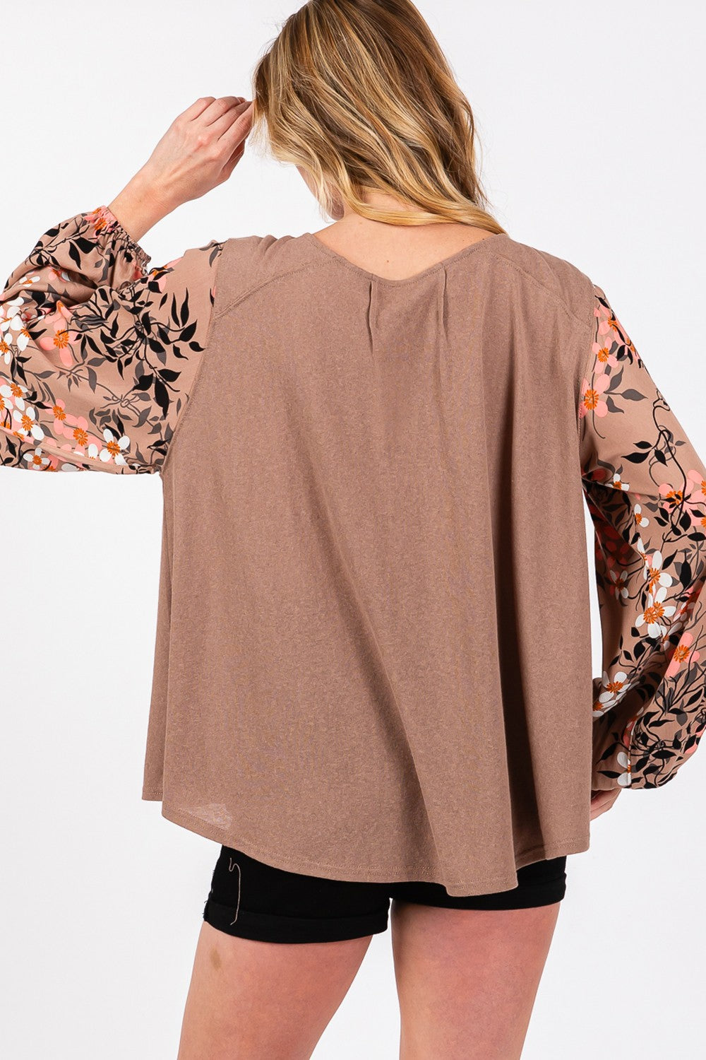 SAGE + FIG Floral Long Sleeve Front Pleated Detail Blouse - Tigbul's Variety Fashion Shop