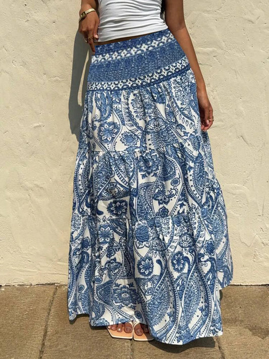 Printed Tiered Maxi Skirt - Tigbul's Variety Fashion Shop