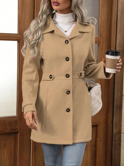 Button Up Long Sleeve Coat - Tigbul's Variety Fashion Shop