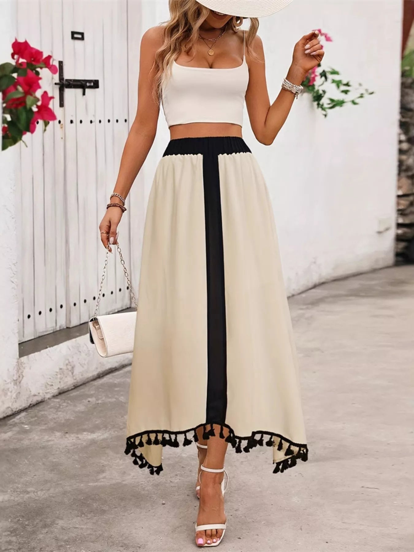 Tassel Trim High Waist Skirt - Tigbul's Variety Fashion Shop