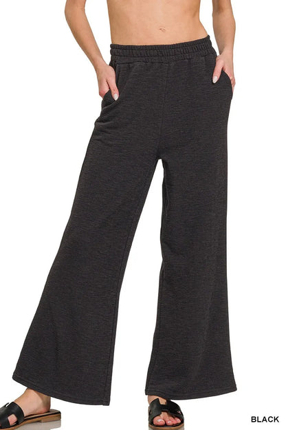 Zenana Cotton Slub Wide Leg Pants - Tigbul's Variety Fashion Shop