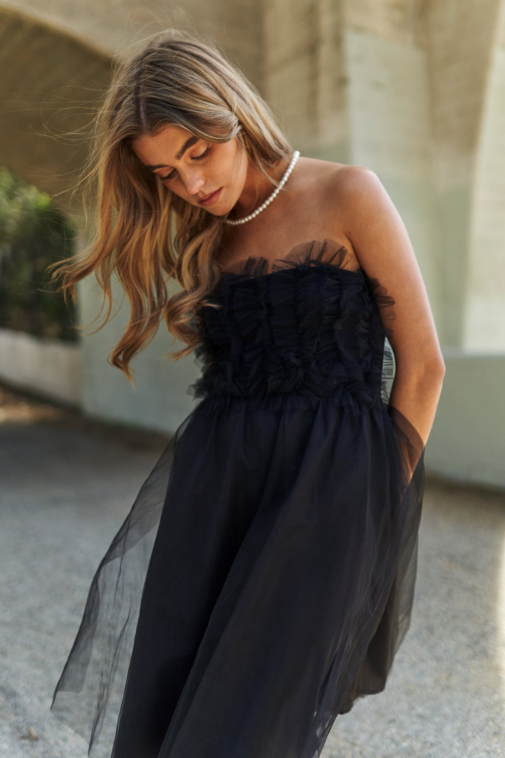 Mesh Ruffle Tube Top Swing Dress - Tigbul's Variety Fashion Shop