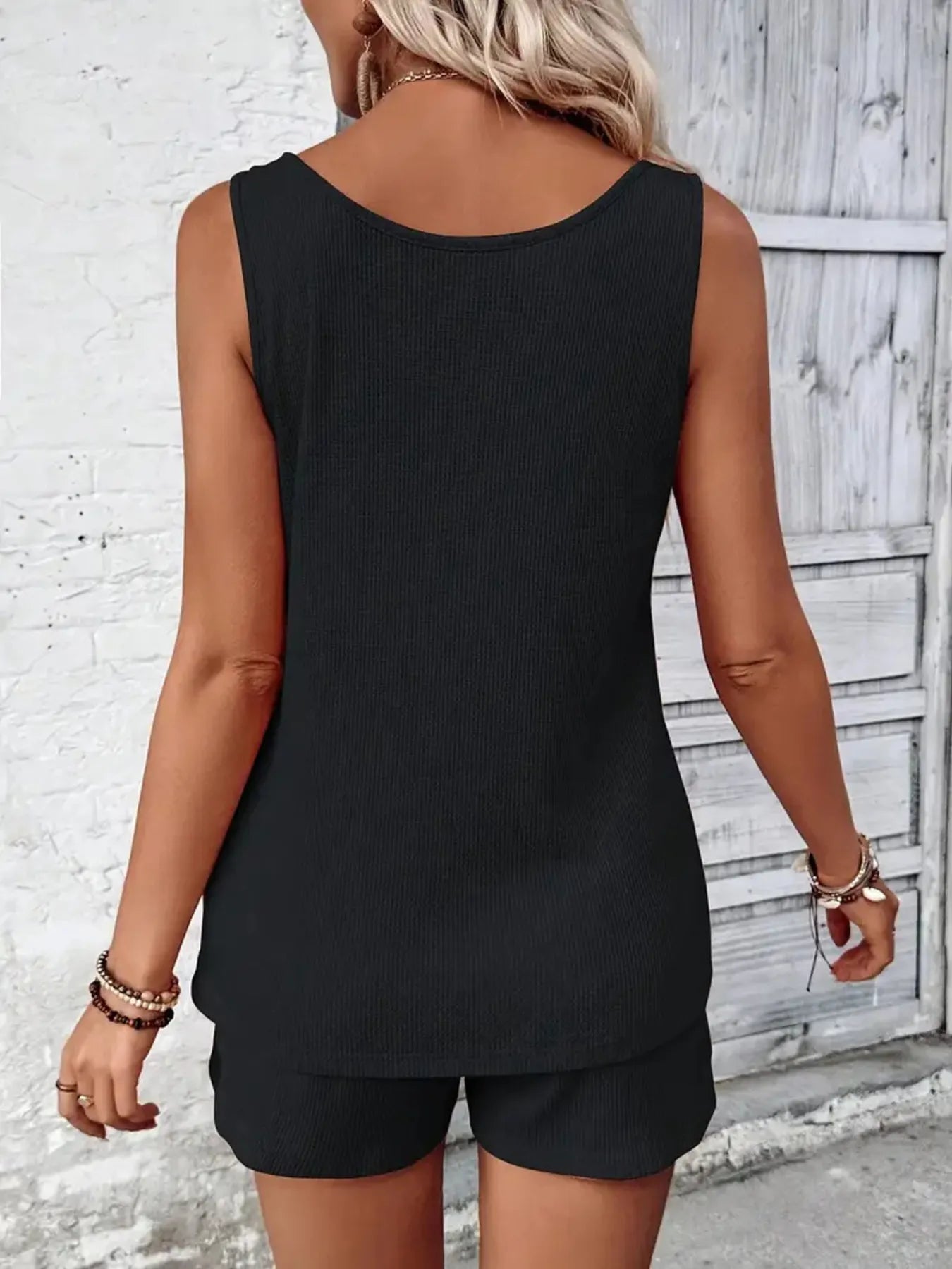 Scoop Neck Tank and Shorts Set - Tigbul's Variety Fashion Shop