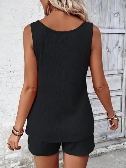Scoop Neck Tank and Shorts Set - Tigbul's Variety Fashion Shop