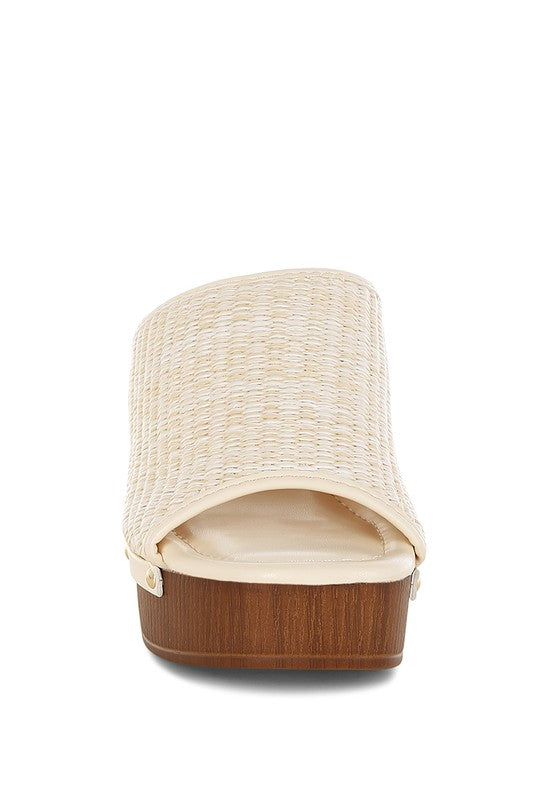 Marengo Raffia Wooden Clogs - Tigbul's Variety Fashion Shop