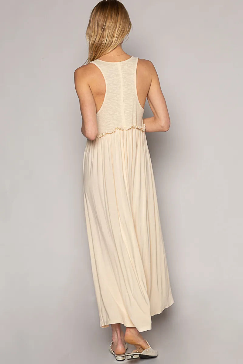 POL Frill Slit Square Neck Cami Dress - Tigbul's Variety Fashion Shop