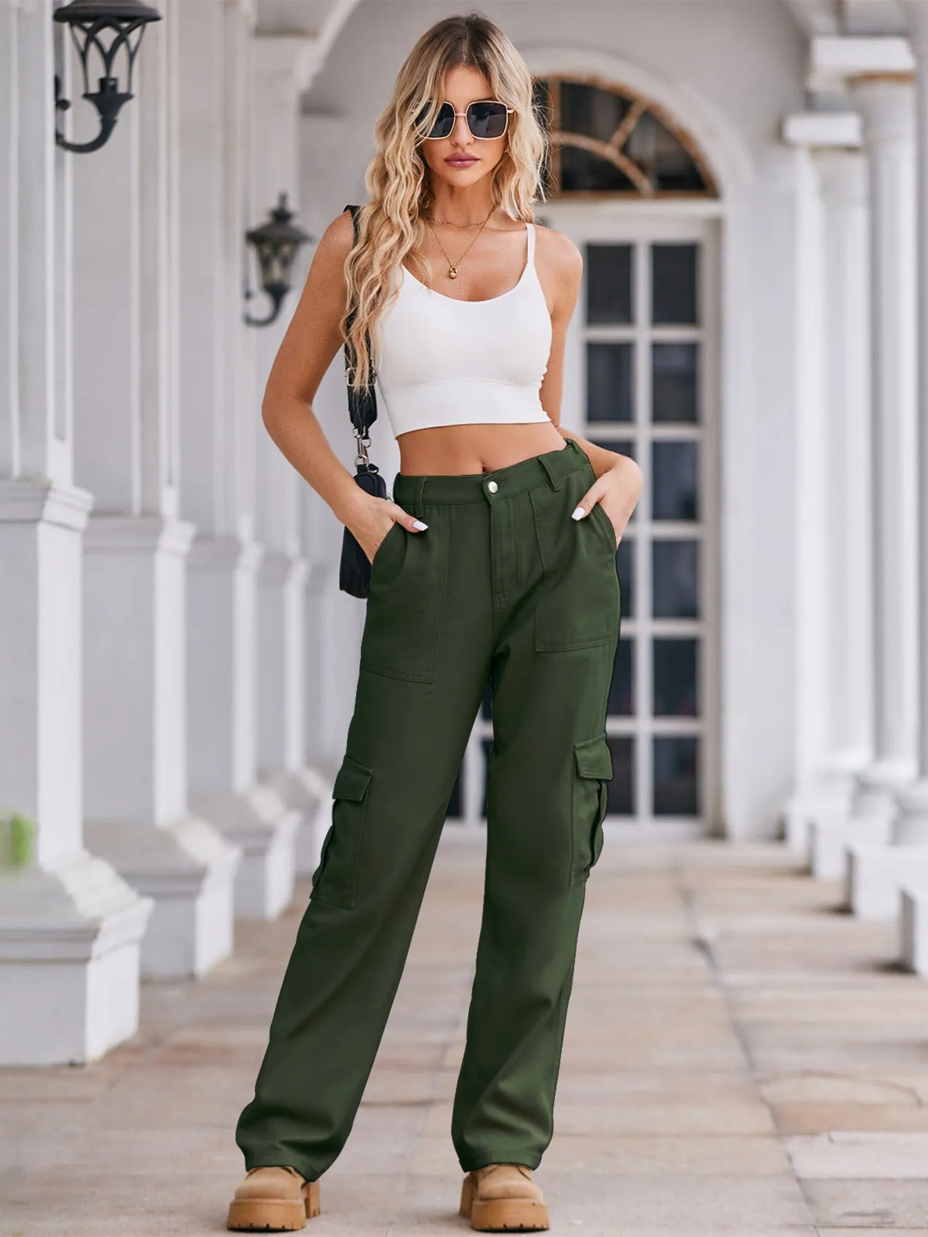 High-Waisted Cargo Jeans - Tigbul's Variety Fashion Shop