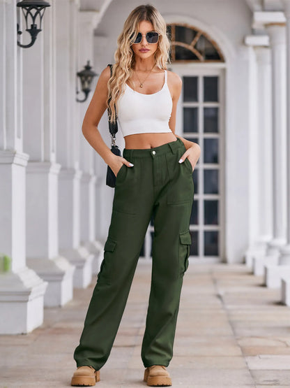 High-Waisted Cargo Jeans - Tigbul's Variety Fashion Shop