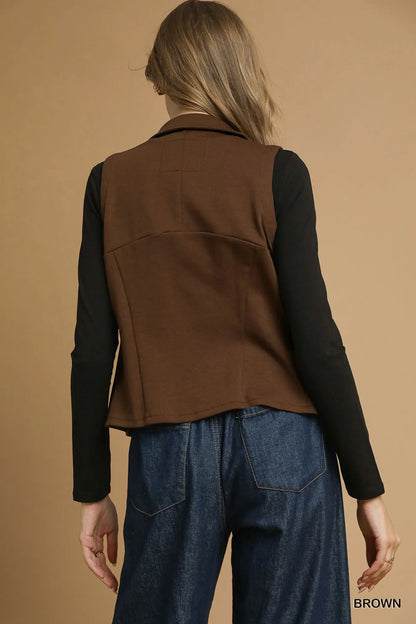 Umgee Zip-Front Fitted Vest with Pockets - Tigbul's Variety Fashion Shop