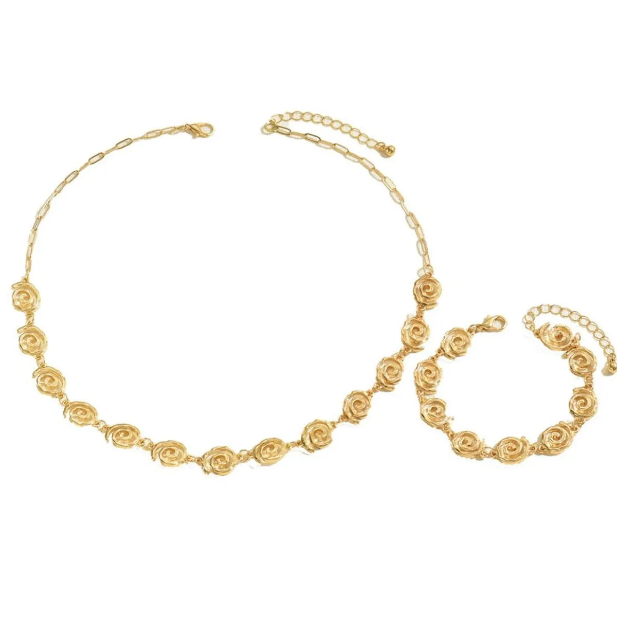 18K Gold-Plated Spiral Neclace and Bracelet Jewelry Set - Tigbul's Variety Fashion Shop