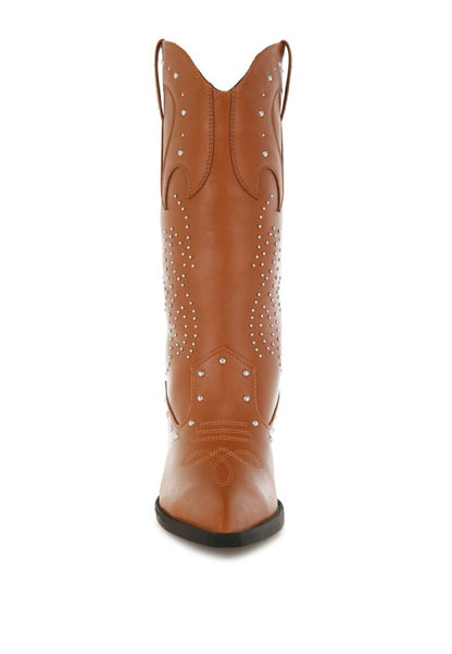 Dockery Studs Embellished Cowboy Boots - Tigbul's Variety Fashion Shop