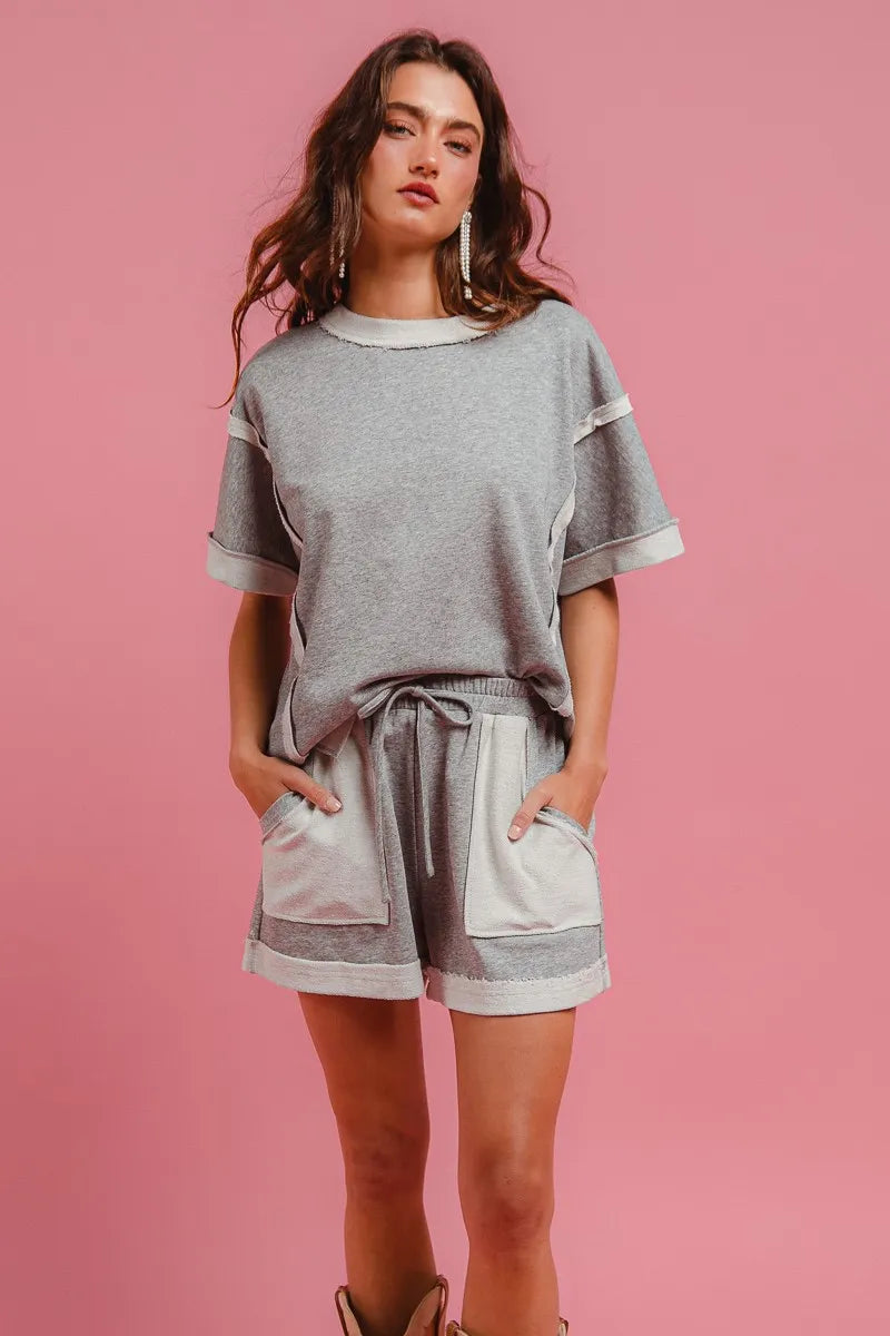 BiBi French Terry Knit Shorts with Side Pocket - Tigbul's Variety Fashion Shop