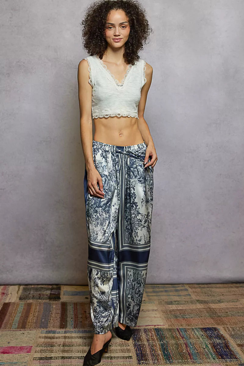 POL Floral Printed Woven Wide Leg Drawstring Pants - Tigbul's Variety Fashion Shop
