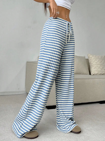 Striped Wide Leg Drawstring Pants - Tigbul's Variety Fashion Shop