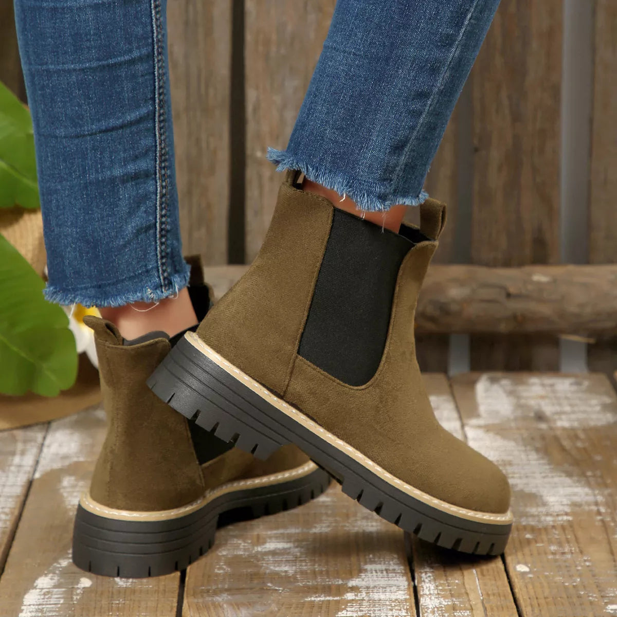 Round Toe Block Heels Boots - Tigbul's Variety Fashion Shop