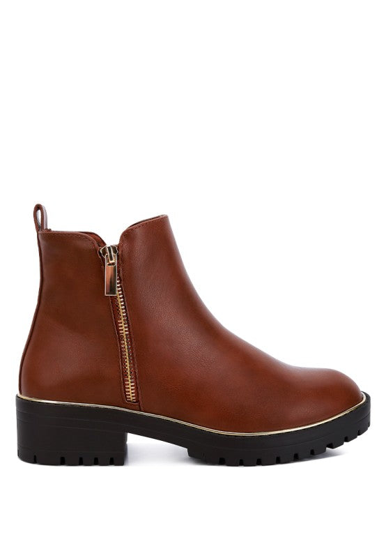 Thorin Metallic Frame Block Heel Boots - Tigbul's Variety Fashion Shop