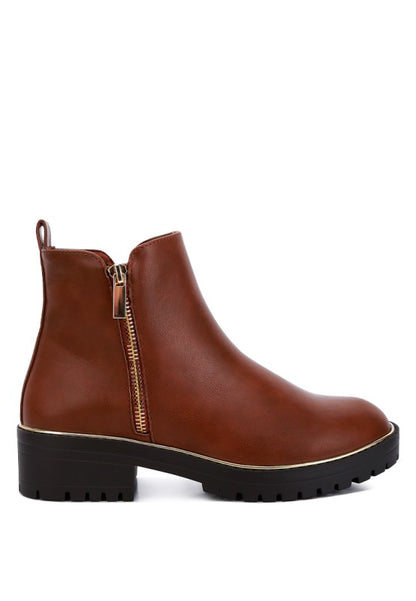 Thorin Metallic Frame Block Heel Boots - Tigbul's Variety Fashion Shop