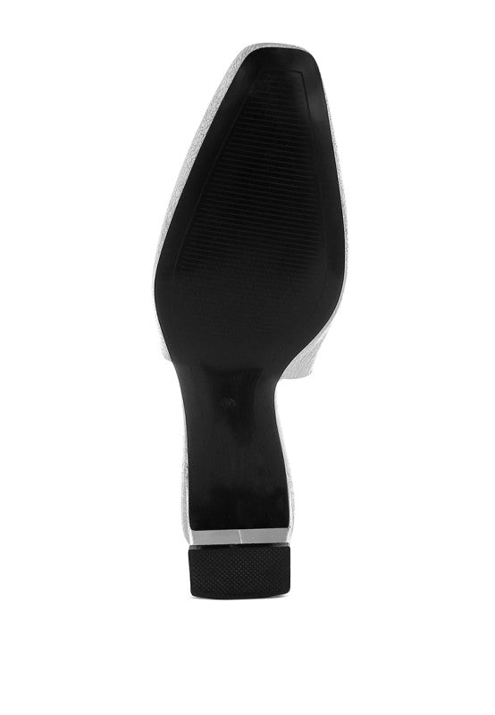 Amberin Crinkled Silver Metallic Square Toe Slingback Heels - Tigbul's Variety Fashion Shop