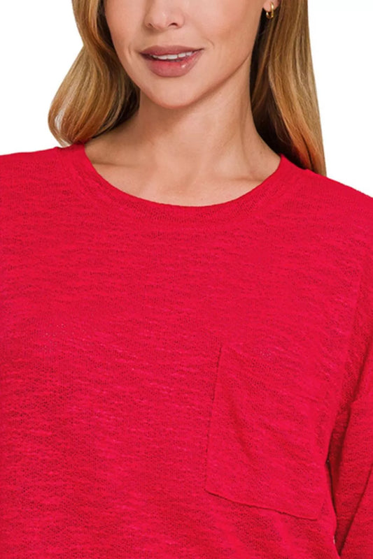 Zenana Slub Hacci Long Sleeve T-Shirt - Tigbul's Variety Fashion Shop