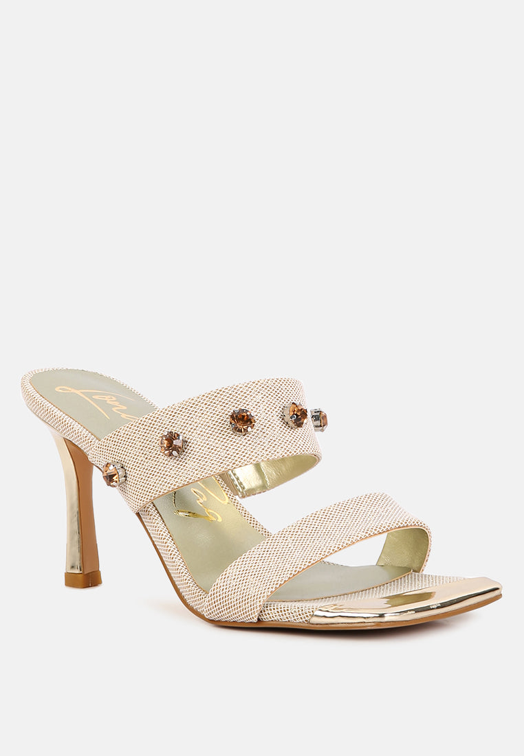 Edm Queen Diamante Embellished Glitter Sandals - Tigbul's Variety Fashion Shop