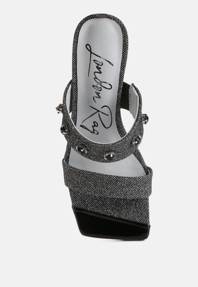 Edm Queen Diamante Embellished Glitter Sandals - Tigbul's Variety Fashion Shop