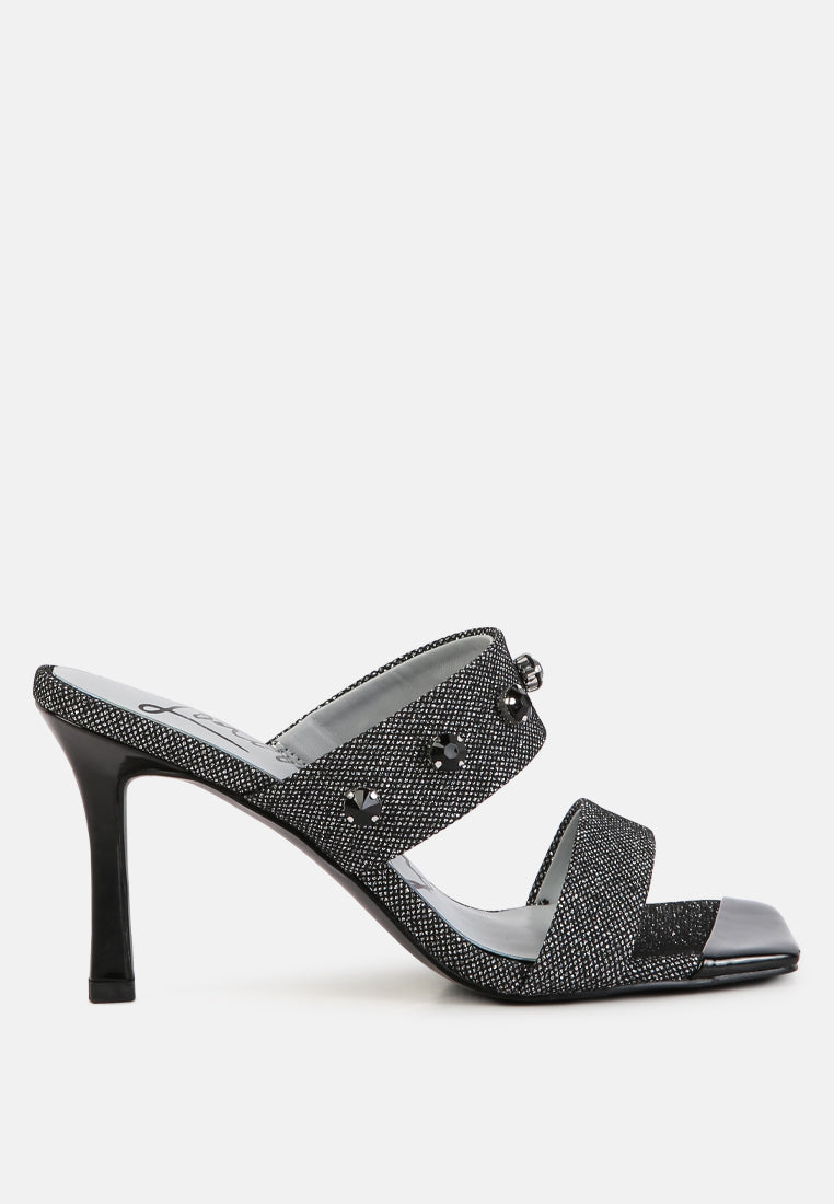 Edm Queen Diamante Embellished Glitter Sandals - Tigbul's Variety Fashion Shop