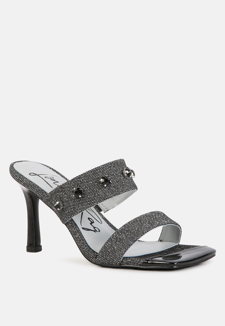 Edm Queen Diamante Embellished Glitter Sandals - Tigbul's Variety Fashion Shop
