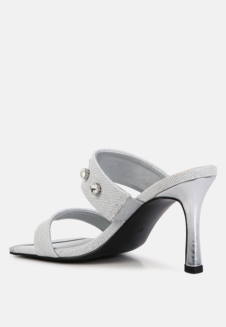 Edm Queen Diamante Embellished Glitter Sandals - Tigbul's Variety Fashion Shop