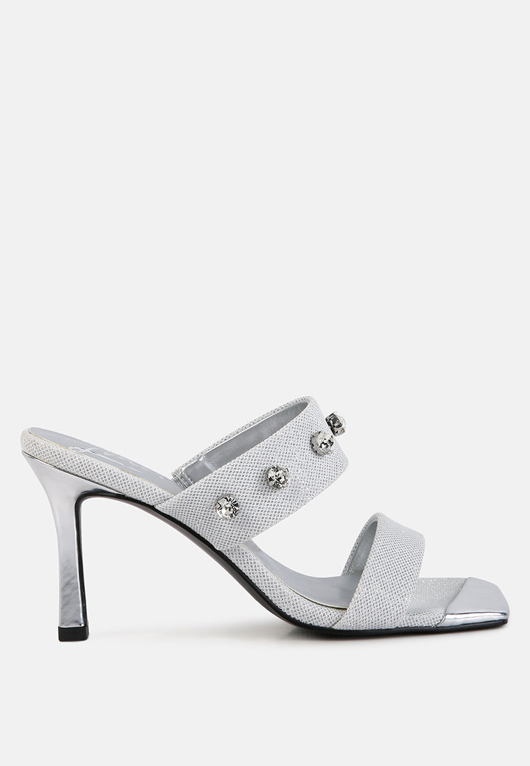 Edm Queen Diamante Embellished Glitter Sandals - Tigbul's Variety Fashion Shop