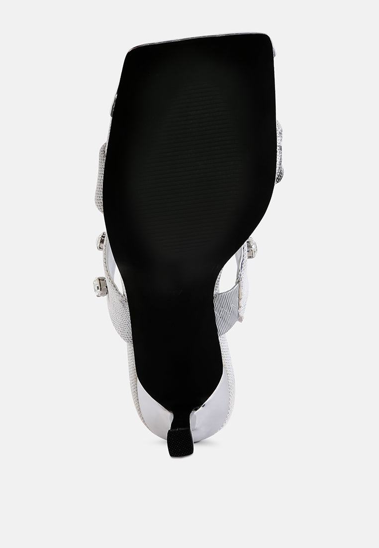 Edm Queen Diamante Embellished Glitter Sandals - Tigbul's Variety Fashion Shop