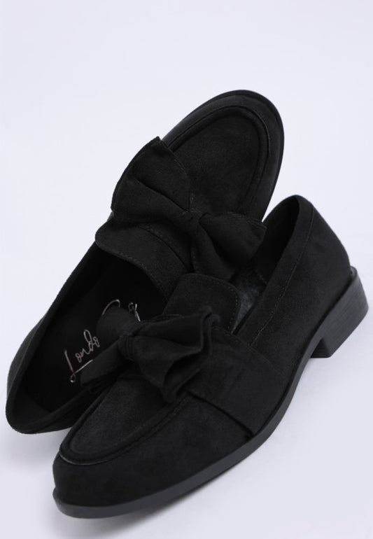 Havisham Bow Accent Heeled Loafers - Tigbul's Variety Fashion Shop