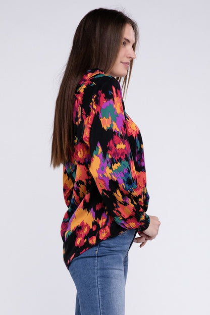 Floral Raglan Sleeve Blouse - Tigbul's Variety Fashion Shop