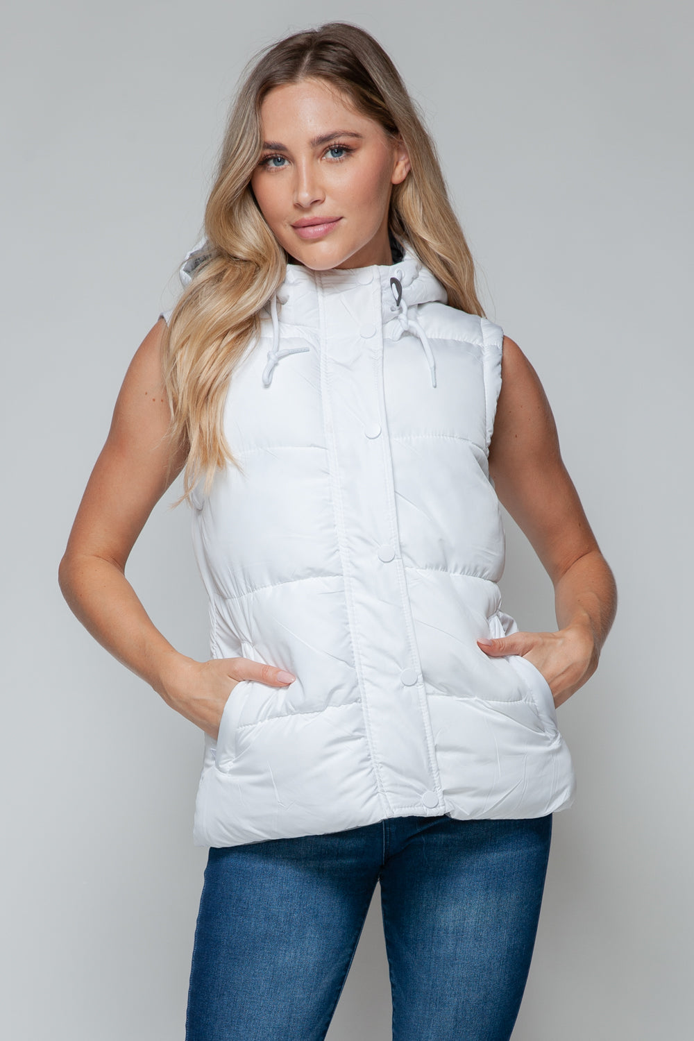 Snobbish Snap and Zip Closure Hooded Vest - Tigbul's Variety Fashion Shop