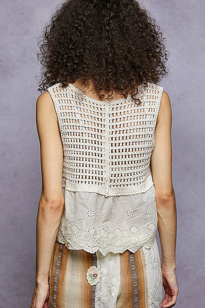 Sleeveless Crochet Top with Scalloped Border Accents - Tigbul's Variety Fashion Shop