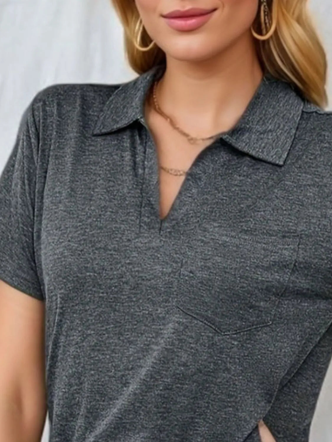 Johnny Collar Short Sleeve Top - Tigbul's Variety Fashion Shop