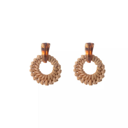 Bohemian Rattan Woven Hoop Earrings - Tigbul's Variety Fashion Shop