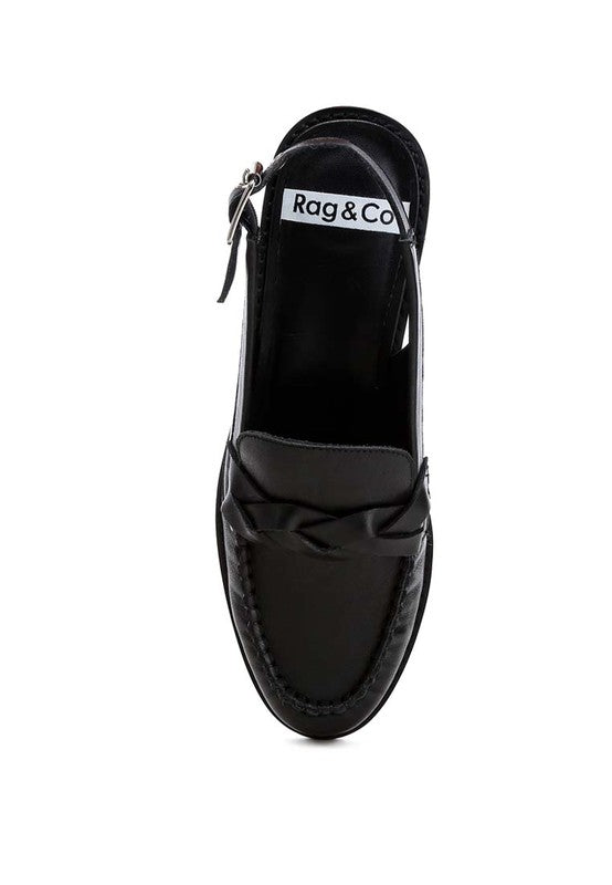 Jemykin Black Genuine Leather Loafer Sandals - Tigbul's Variety Fashion Shop