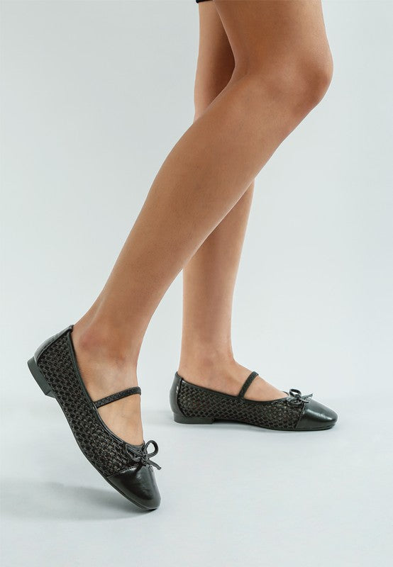Omela Woven Bow Detail Ballerinas - Tigbul's Variety Fashion Shop
