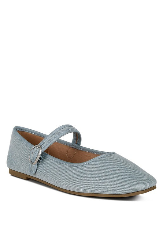 Iker Classic Denim Pin Buckle Ballerinas - Tigbul's Variety Fashion Shop