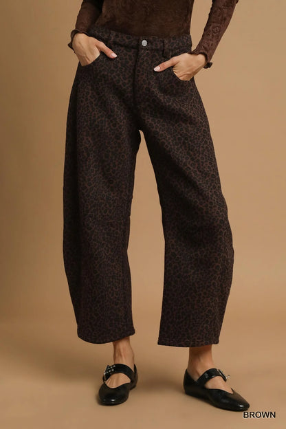 Umgee Leopard Print Wide Leg Pants - Tigbul's Variety Fashion Shop