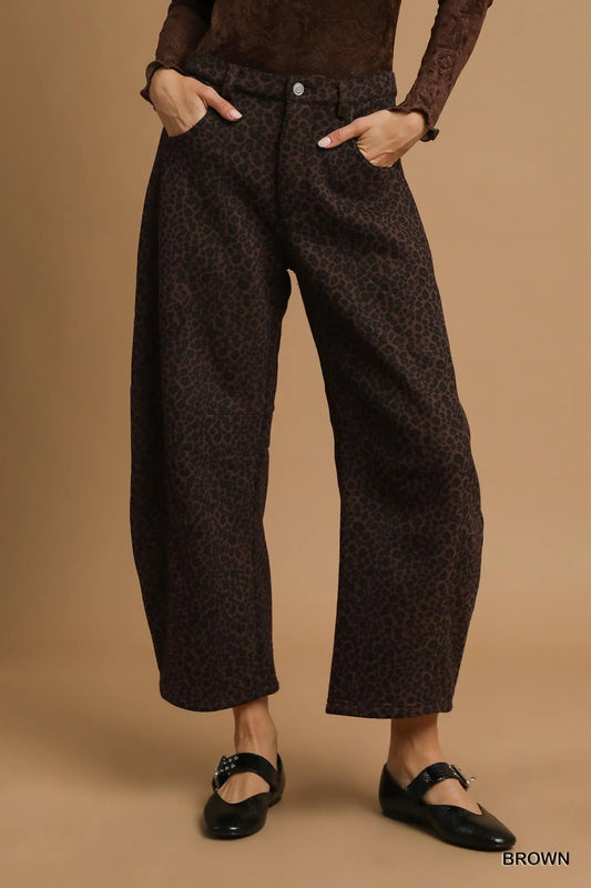 Umgee Leopard Print Wide Leg Pants - Tigbul's Variety Fashion Shop