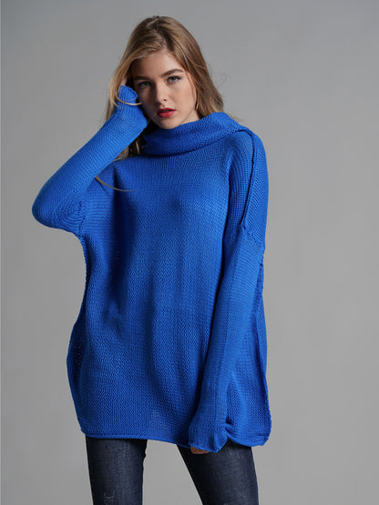 Turtleneck Dropped Shoulder Long Sleeve Sweater - Tigbul's Variety Fashion Shop