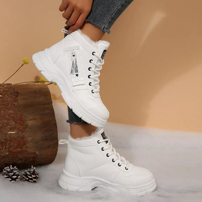 Premium Lace-Up Combat Boots with Fleece Line - Tigbul's Variety Fashion Shop