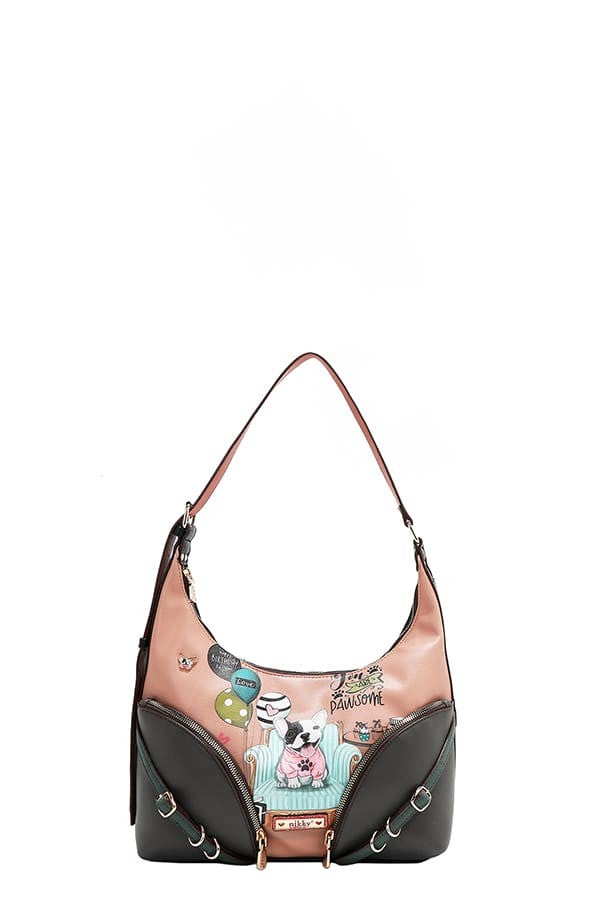Nicole Lee USA Party King Shoulder Bag with 2 Accessory Pockets Front - Tigbul's Variety Fashion Shop