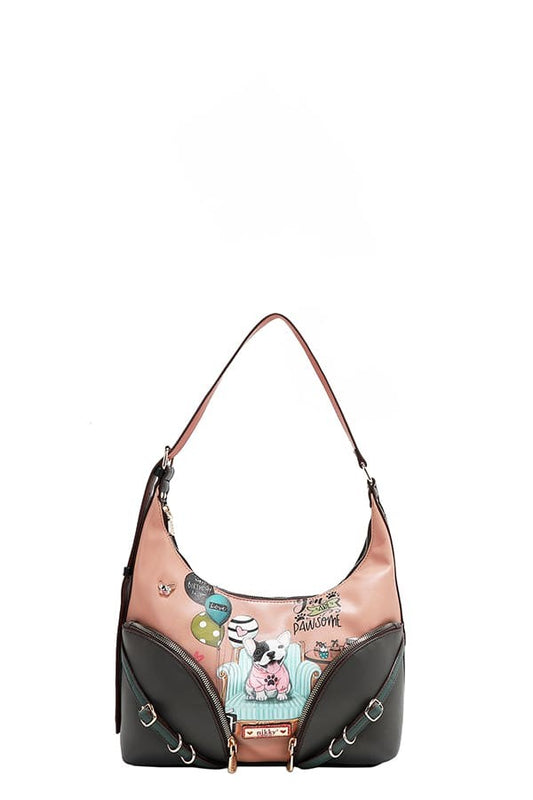 Nicole Lee USA Party King Shoulder Bag with 2 Accessory Pockets Front - Tigbul's Variety Fashion Shop