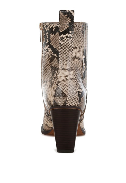 Cornus Snake Print Ankle Boots - Tigbul's Variety Fashion Shop