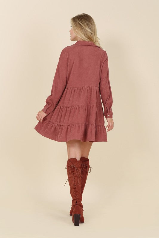 Corduroy tiered dress - Tigbuls Variety Fashion