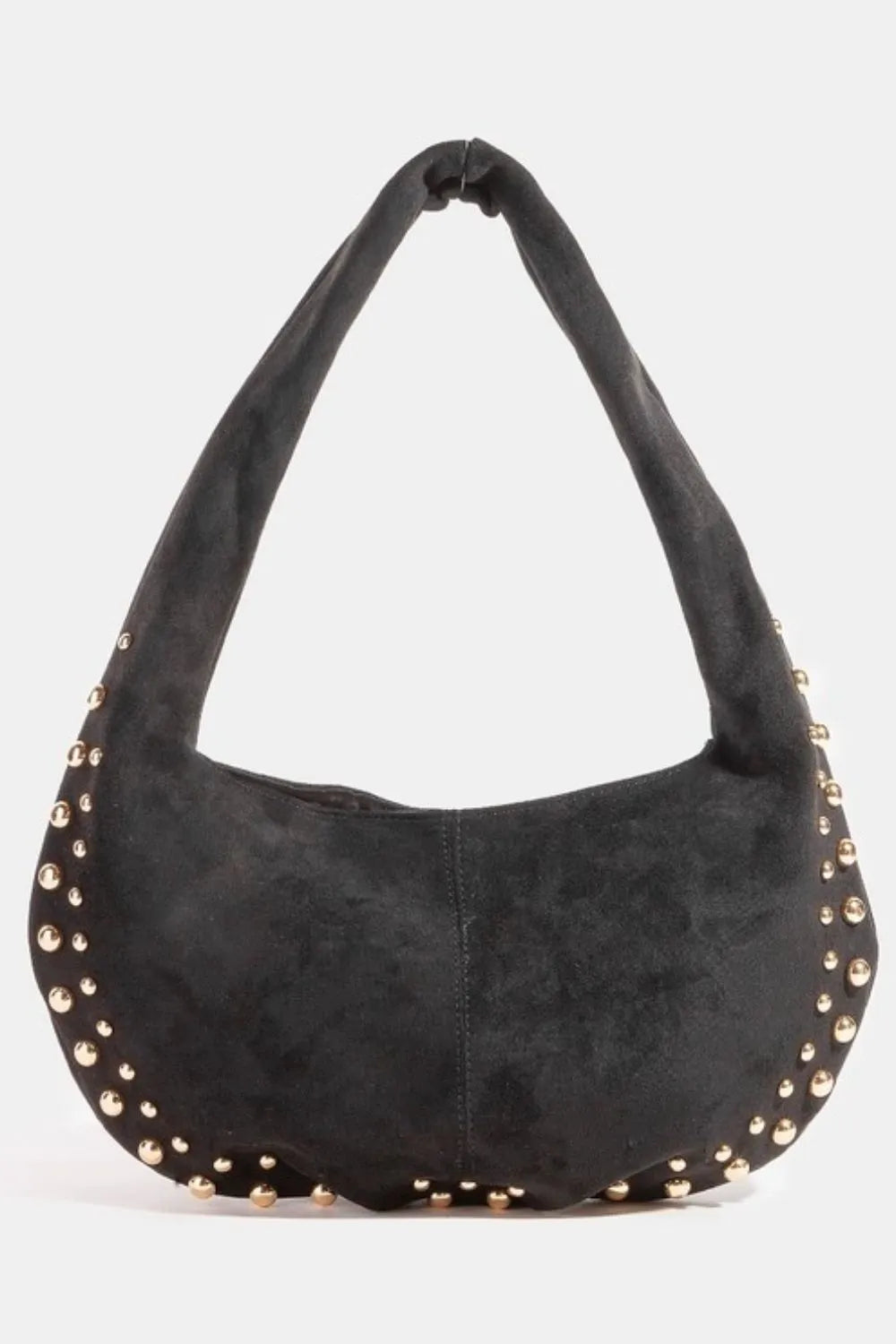 Fame Metallic Studded Faux Suede Hand Bag - Tigbul's Variety Fashion Shop