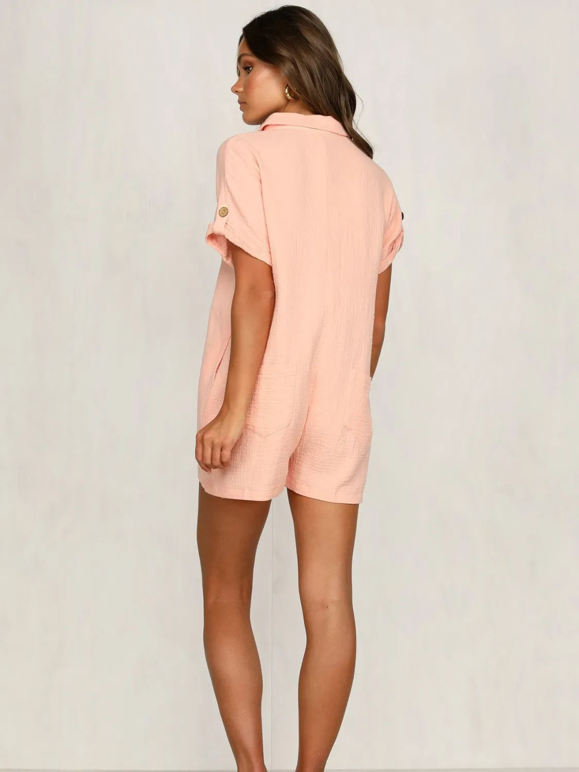 Button Front Short Sleeve Romper - Tigbul's Variety Fashion Shop