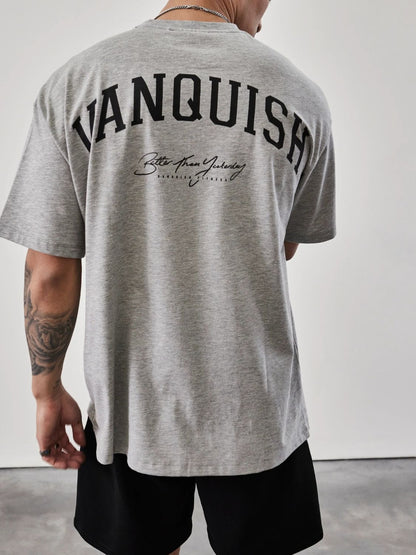 Men's Plus Size Letter Graphic Round Neck Half Sleeve T-Shirt - Tigbul's Variety Fashion Shop